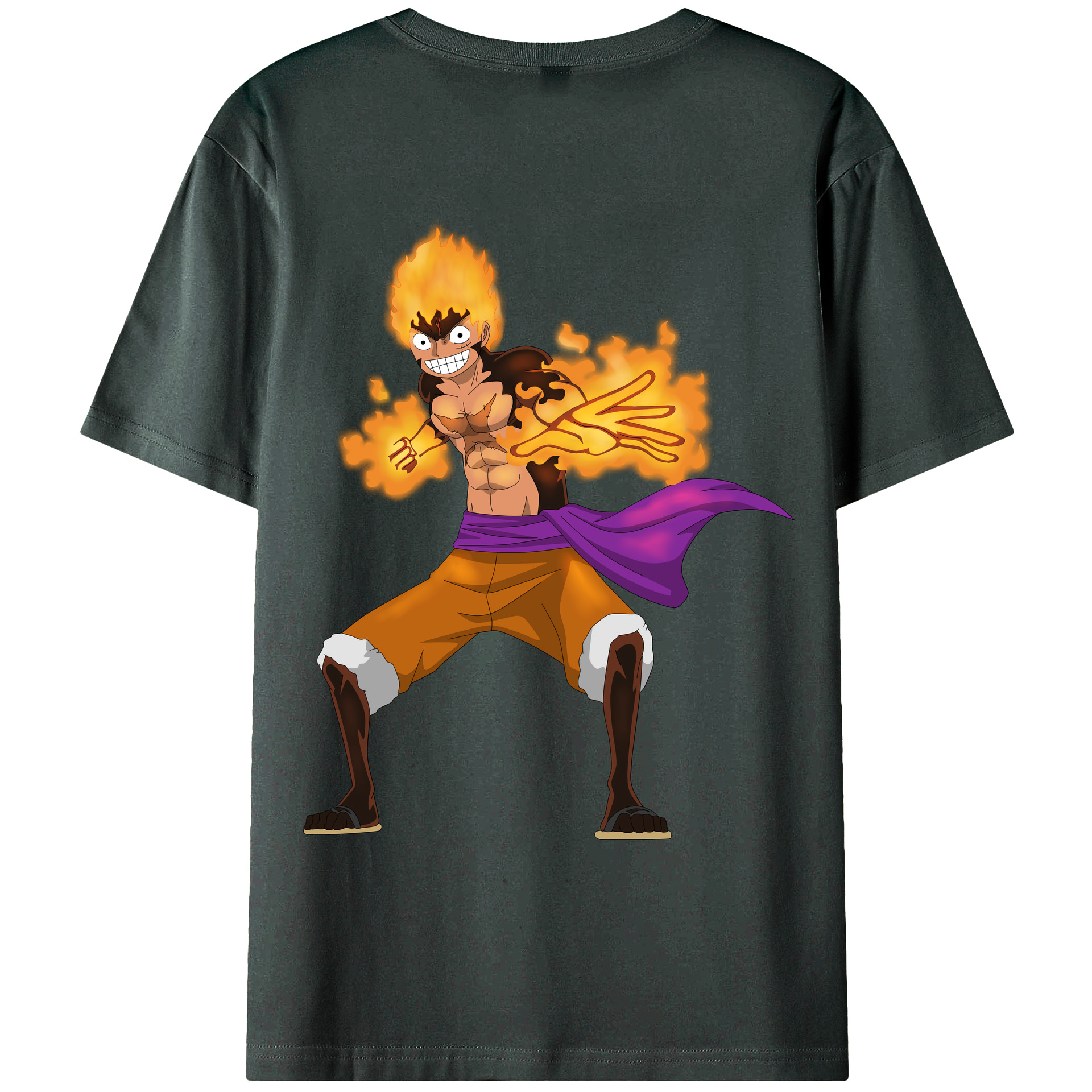 ワンピース モンキー・D・ルフィ ONE PIECE Monkey D. Luffy 綿100％ メンズ半袖Tシャツ（バックプリント） 通気性